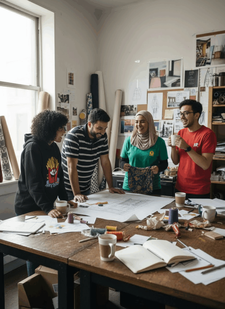 Creative team in brand apparel